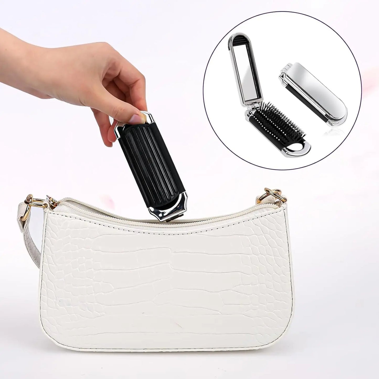 GlamBrush – Foldable Hairbrush with Mirror