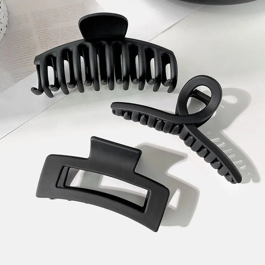 Elegant Black Hair Claw Set (3 pcs) – Stylish & Strong Hold