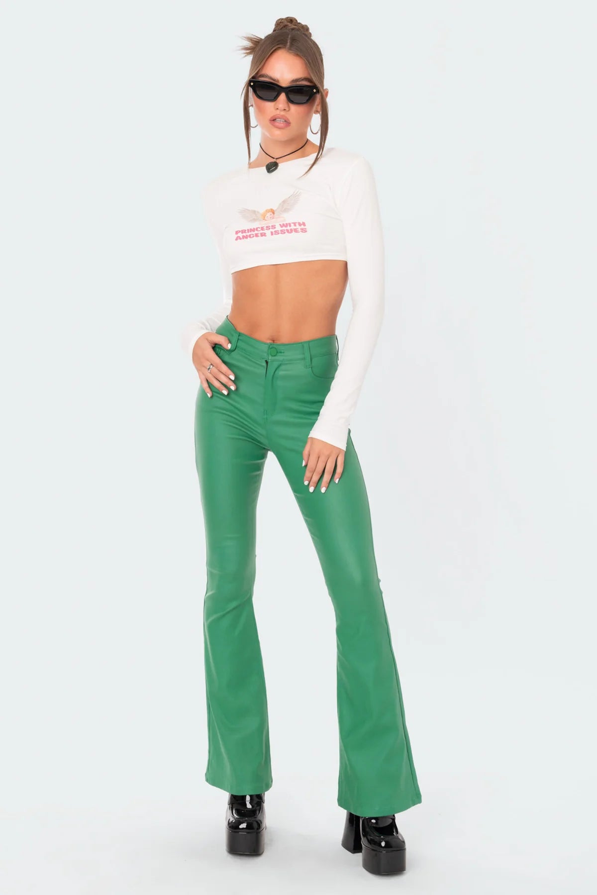 Luna Faux Leather Flare Jeans