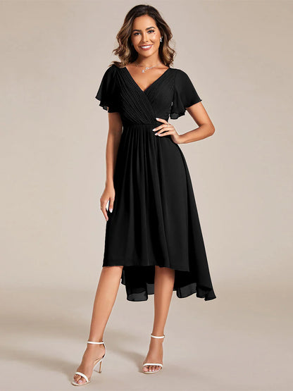 Elegant Pleated Chiffon Midi Dress