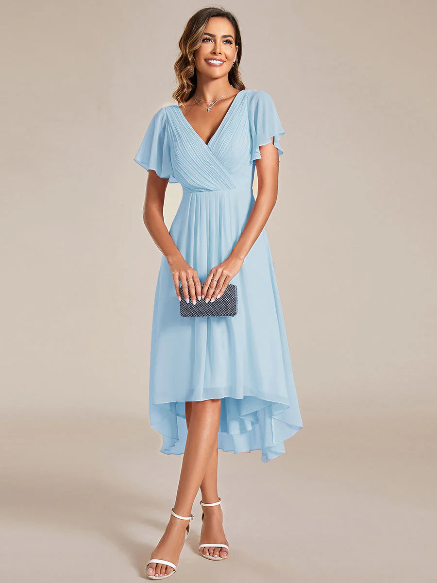 Elegant Pleated Chiffon Midi Dress