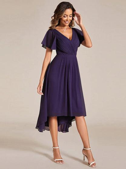 Elegant Pleated Chiffon Midi Dress