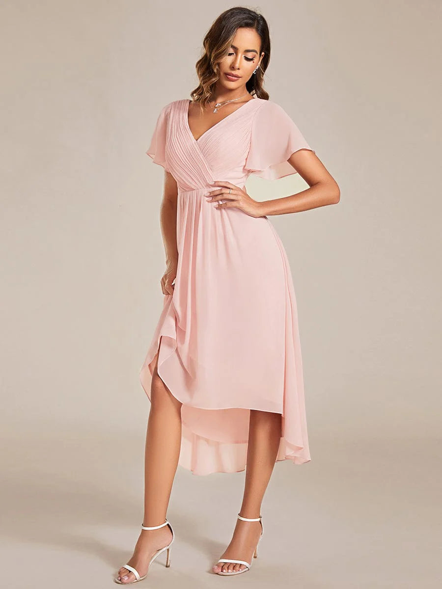 Elegant Pleated Chiffon Midi Dress