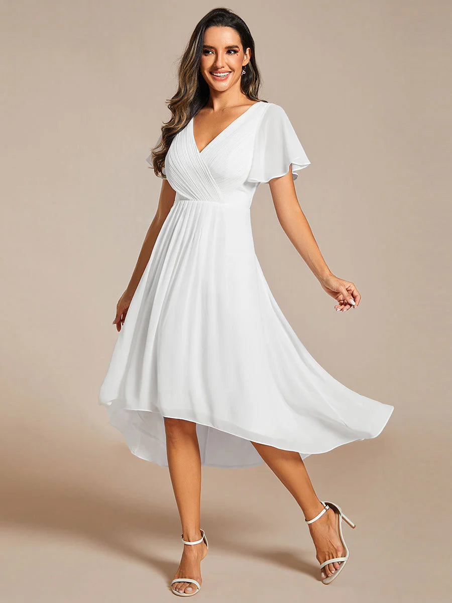 Elegant Pleated Chiffon Midi Dress