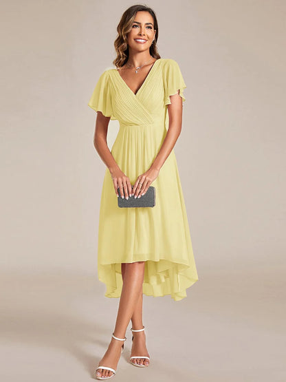 Elegant Pleated Chiffon Midi Dress