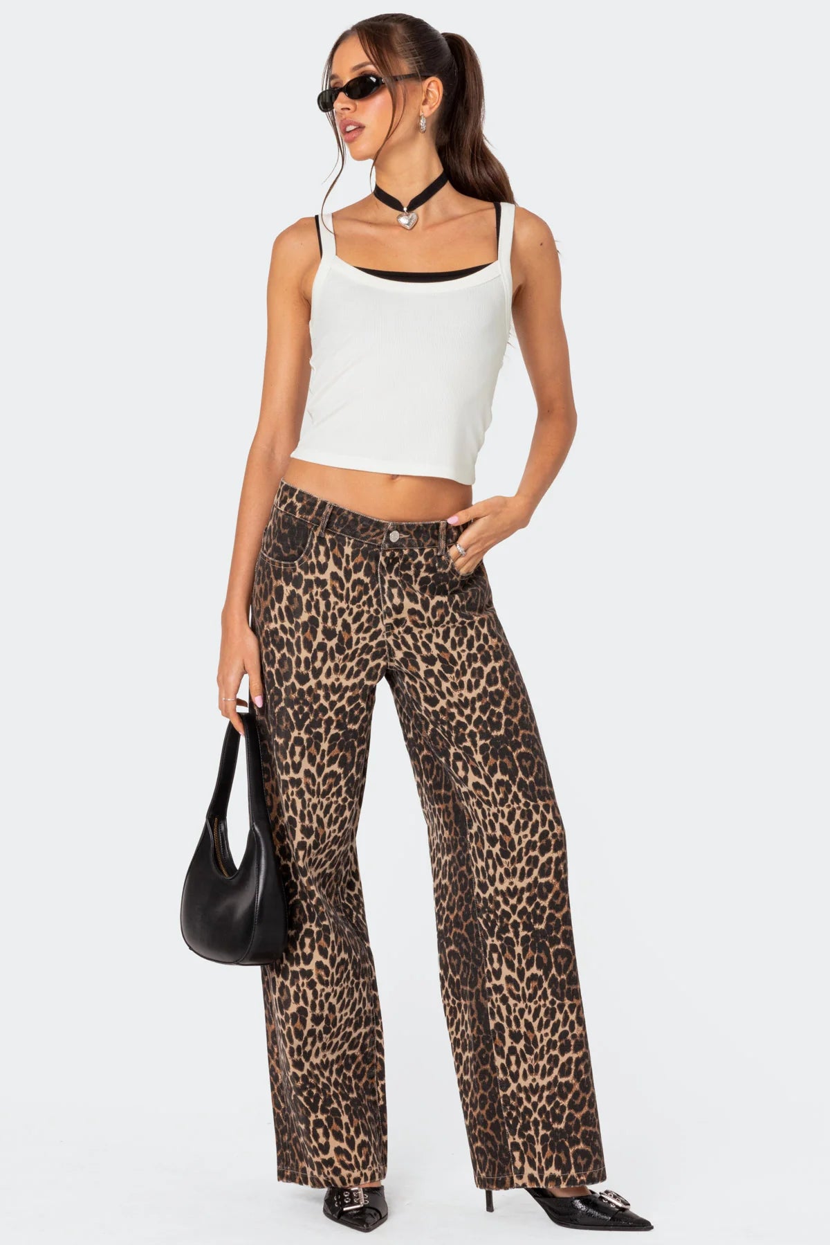 Leopard Printed Low Rise Jeans