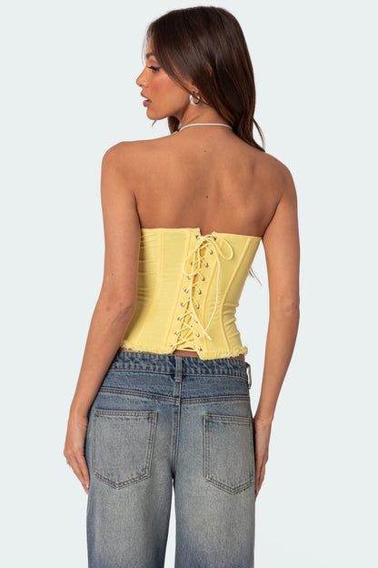 Deirdre Mesh Lace Up Corset