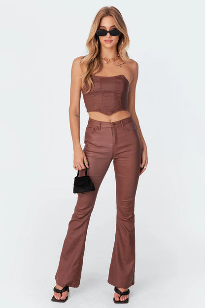 Luna Faux Leather Flare Jeans